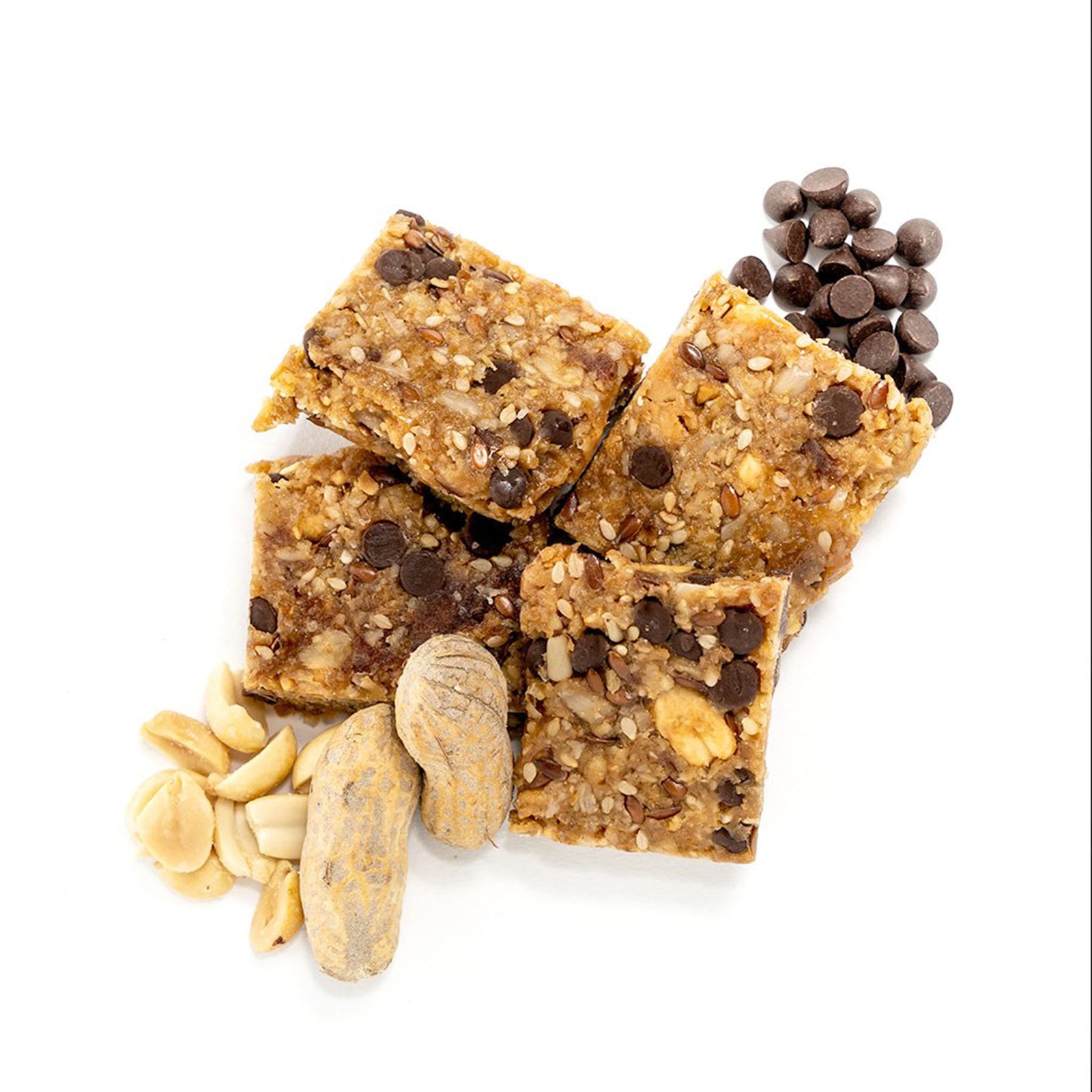 four pieces of the peanut butter choco chip probar