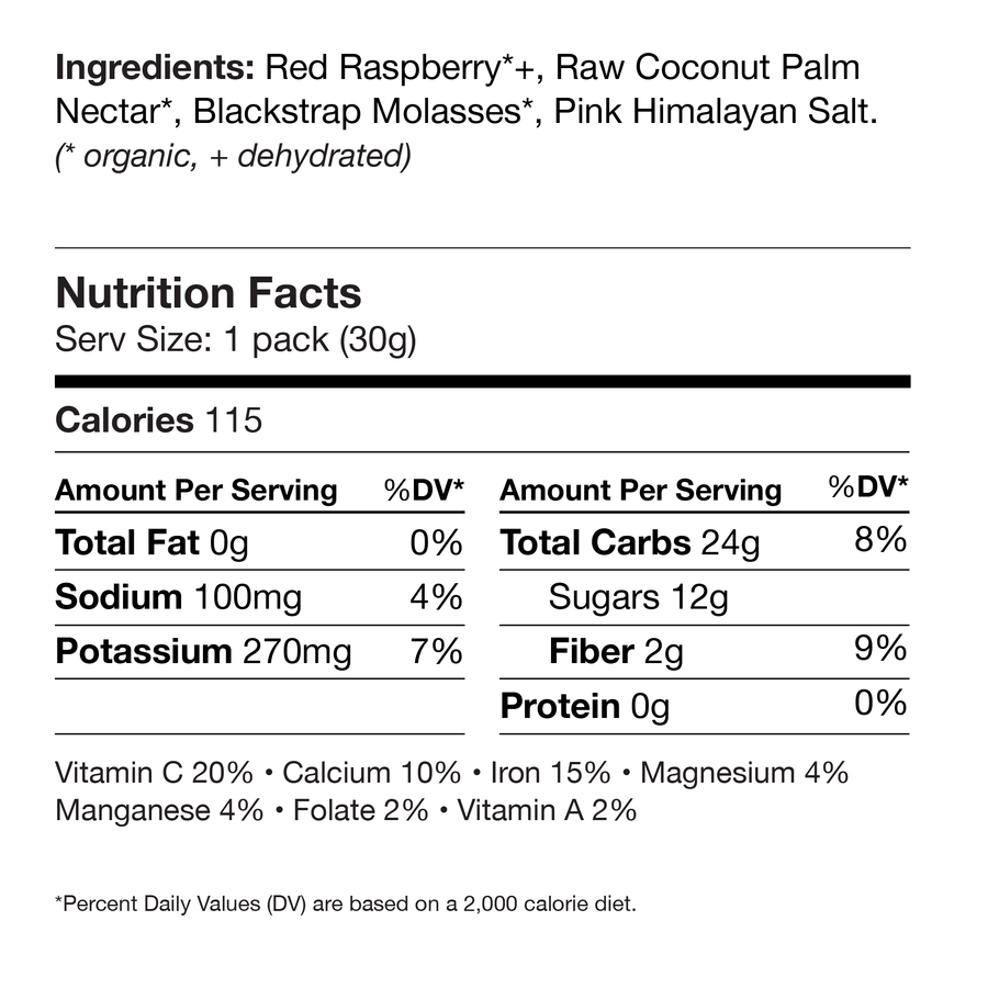 the nutrition facts panel showing 115 calories per package