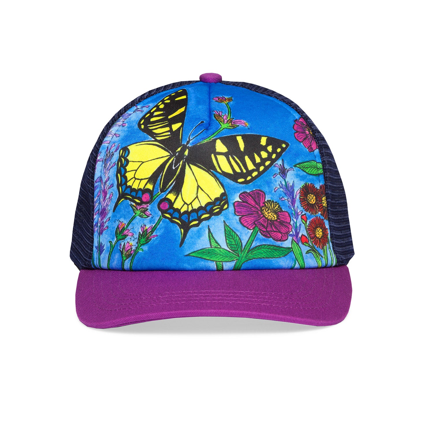 a photo of the sunday afternoons kids butterly trucker hat, front view