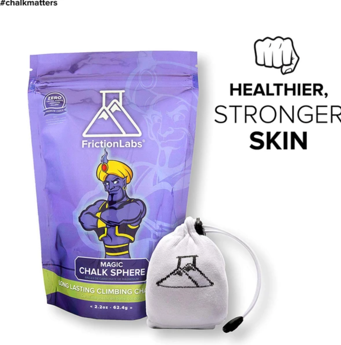 friction labs chalk ball product view next to bag