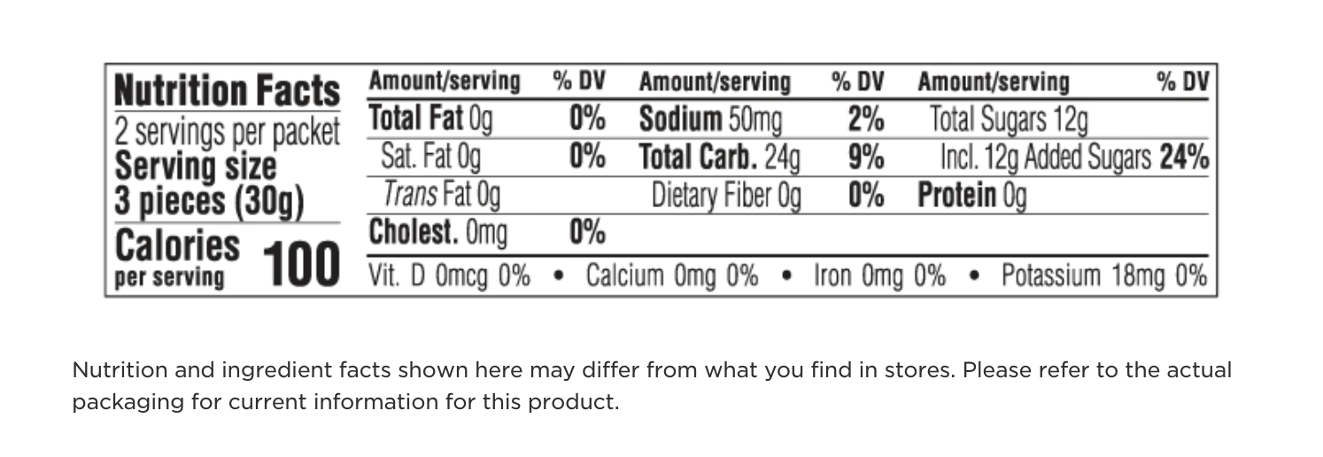 clif bloks nutrition facts