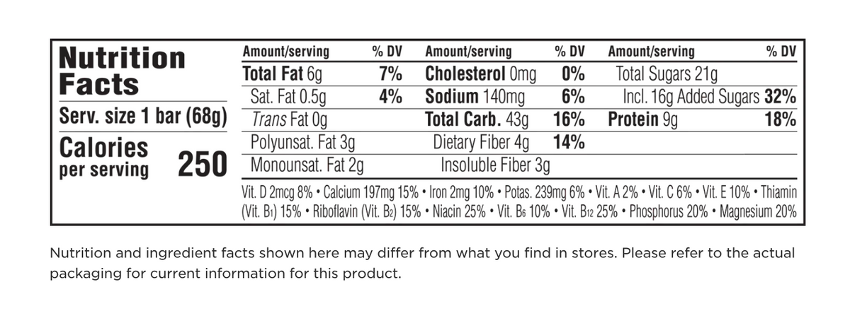 clif bar nutrition facts