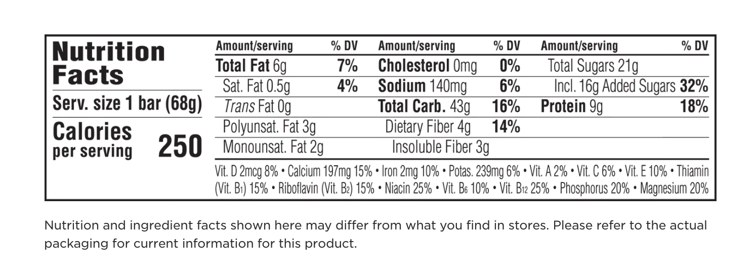 clif bar nutrition facts