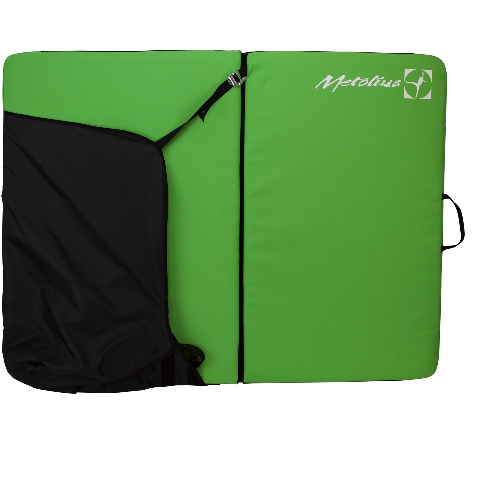 a photo of the metolius session II bouldering pad in green, open