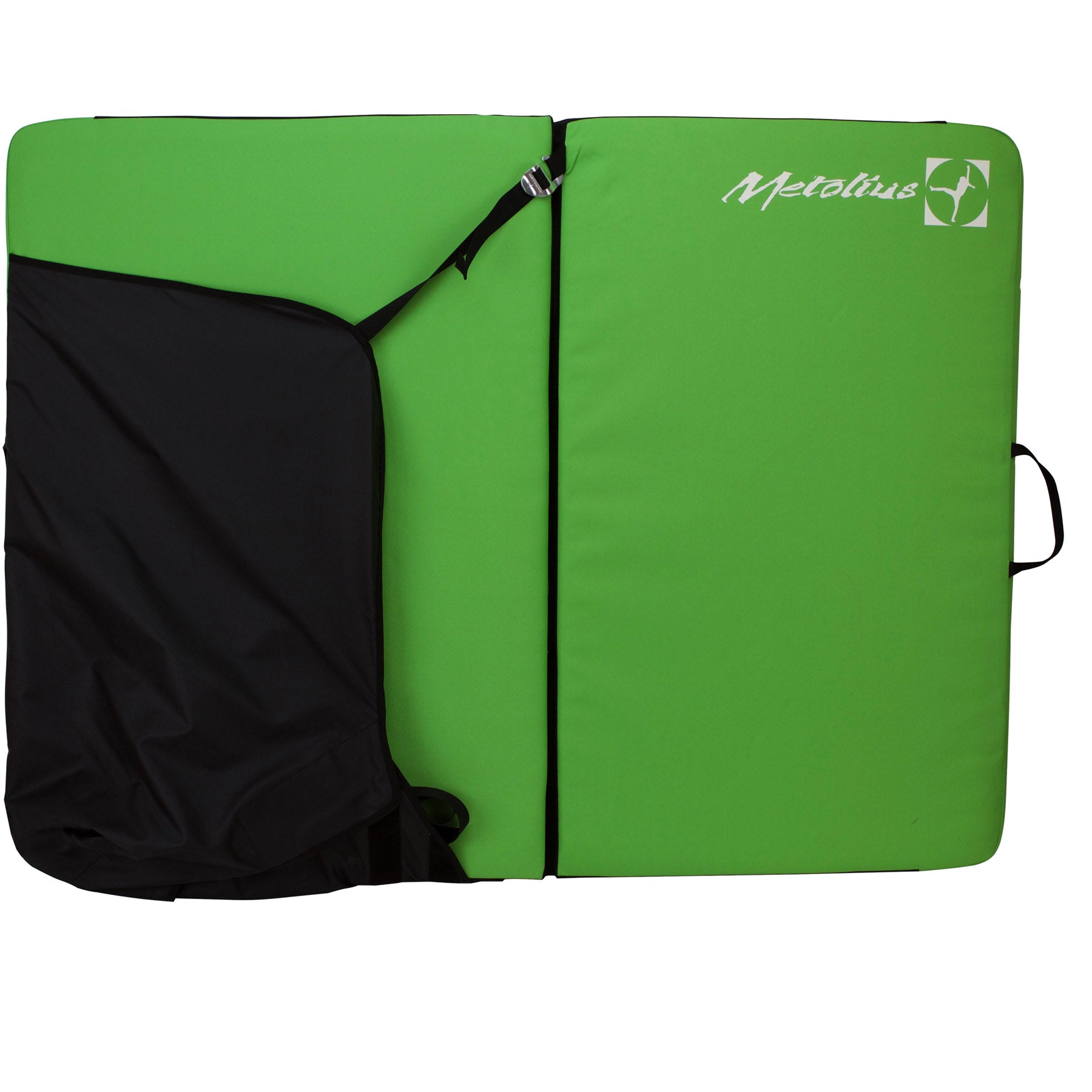 a photo of the metolius session II bouldering pad in green, open