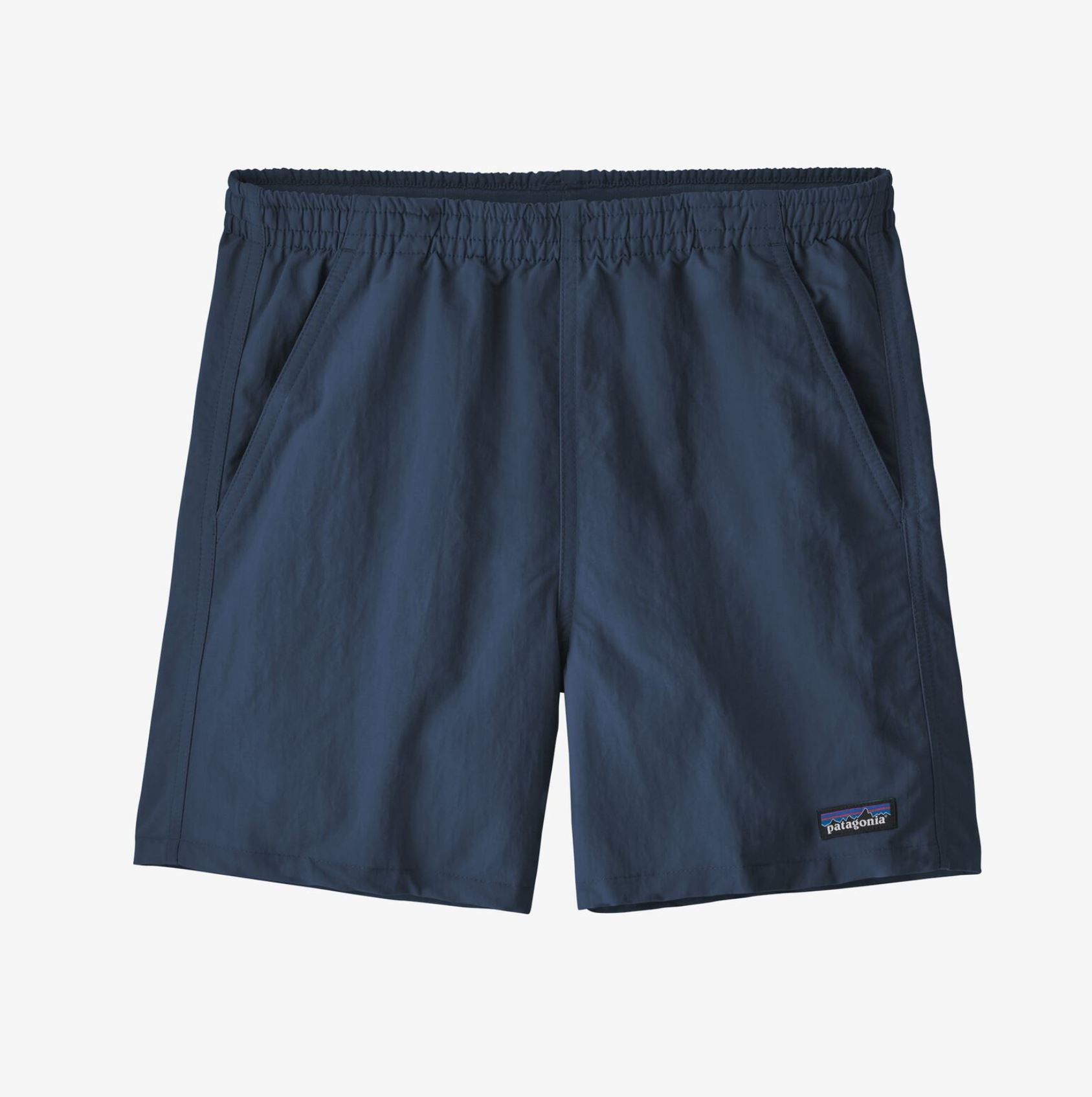 front view of the patagonia womens 5" baggies shorts in the color tidepool blue