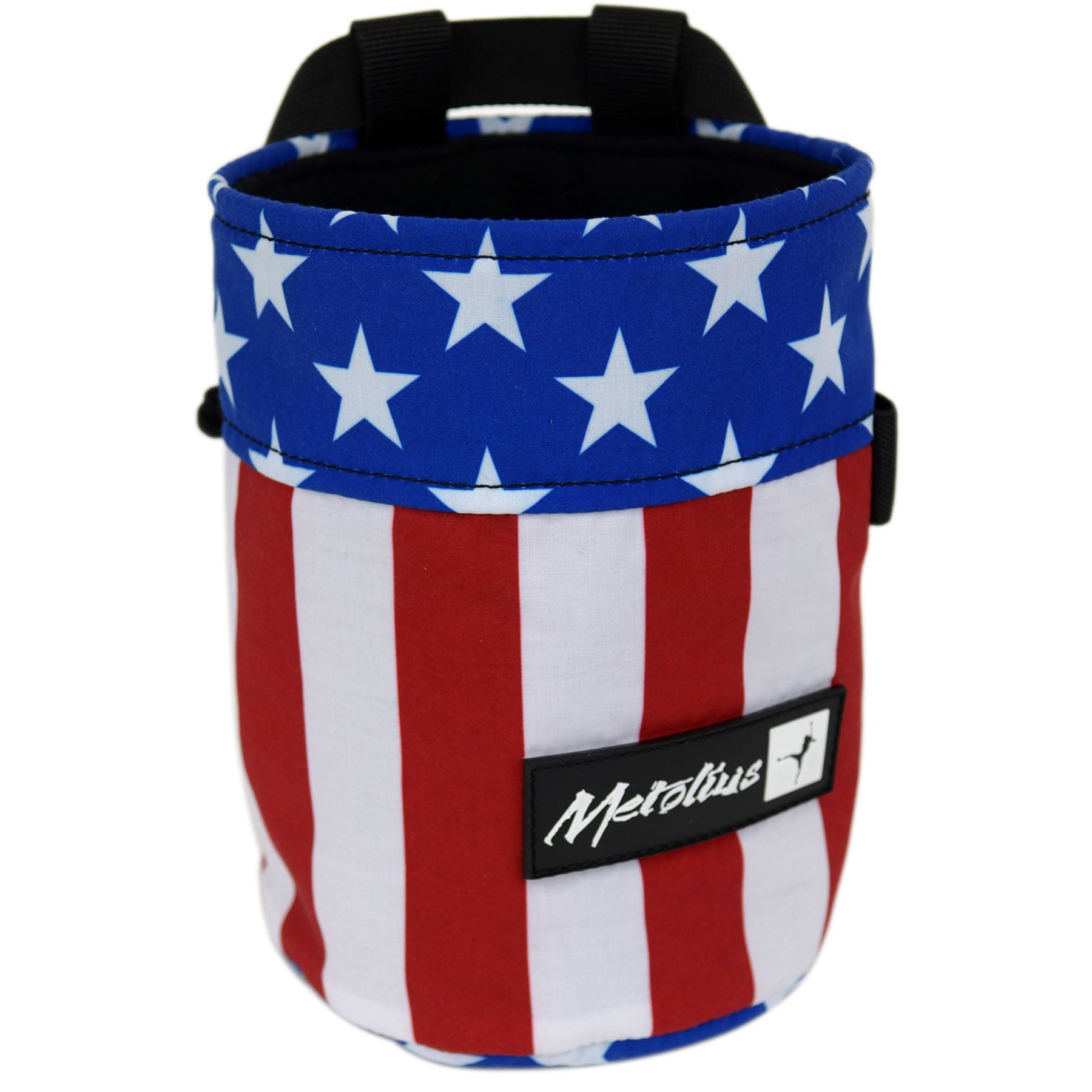 a photo of the metolius uncle sam chalk bag, red white and blue
