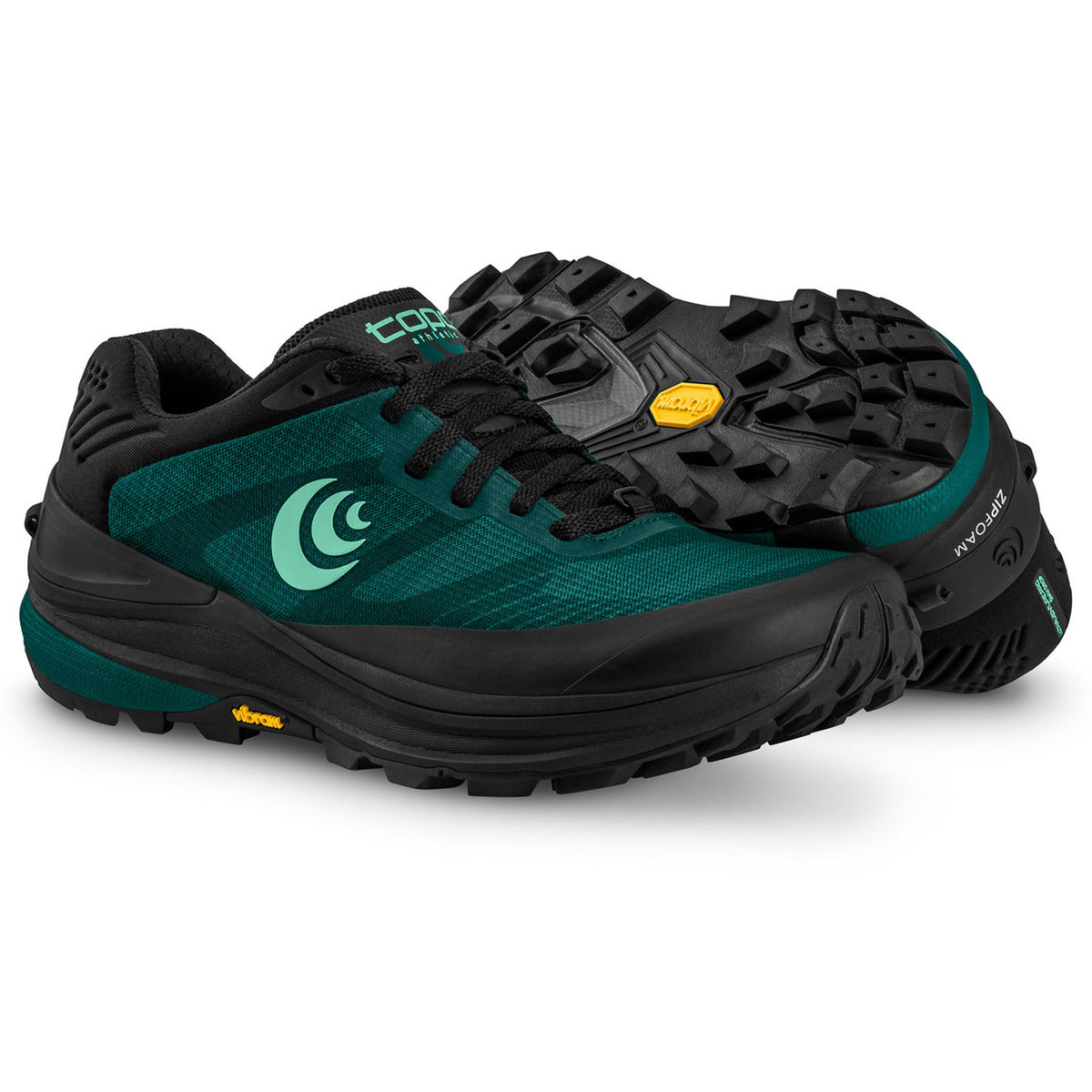 a pair of women's ultraventure pro with one shoe showing the sole, the other showing the angled side view