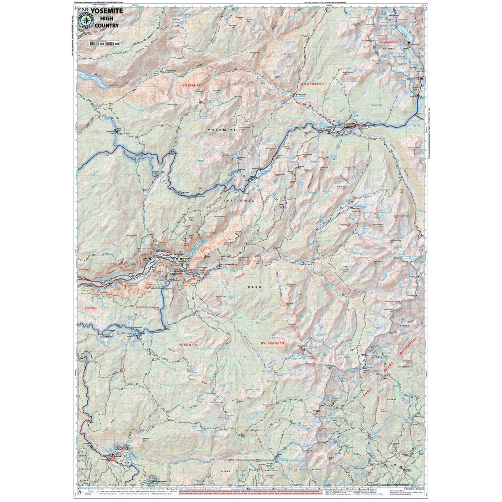 yosemite high country trail map detail