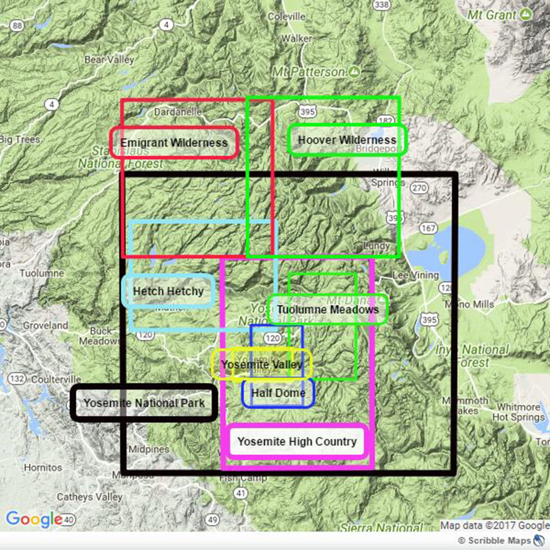 Yosemite High Country vicinity map