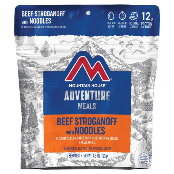 a packet of freeze dried beef stroganoff