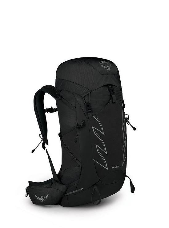 osprey talon 33 pack in stealth black, front view