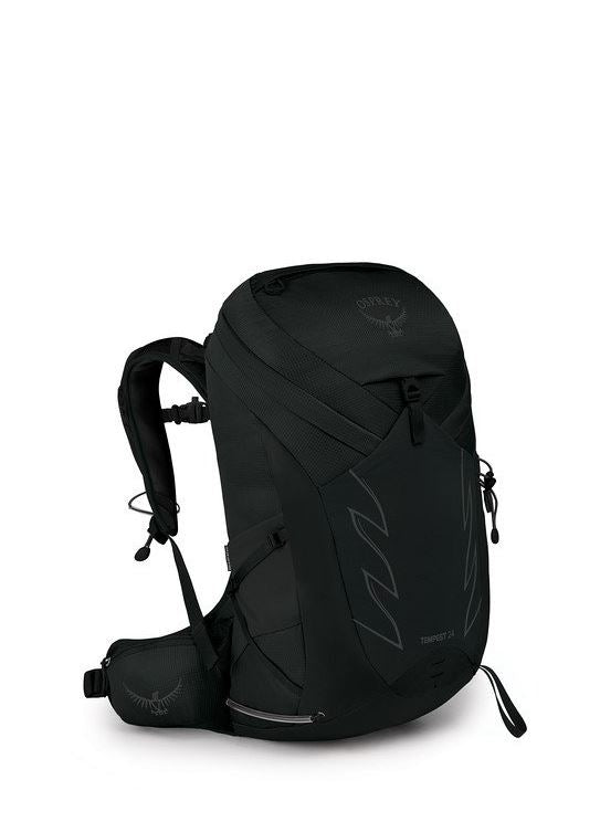 osprey tempest 24 pack in stealth black, front view