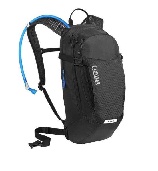 camelbak mule 12 hydration pack in black, front view