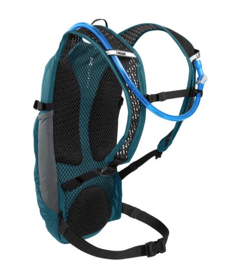 camelbak lobo 9 hydration pack in moroccan blue, back view