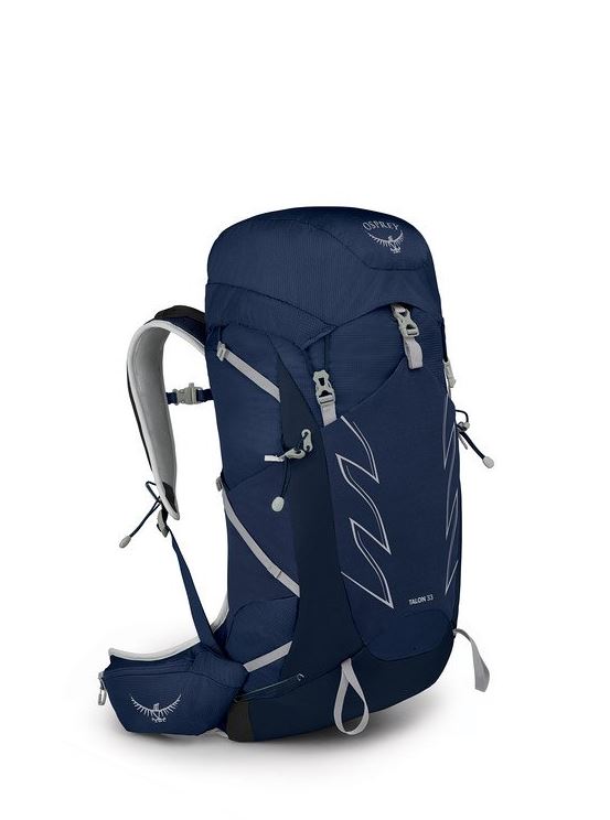 osprey talon 33 pack in ceramic blue, front view