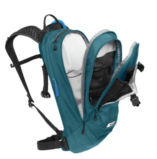 camelbak mule 12 hydration pack in moroccan blue, view of insides