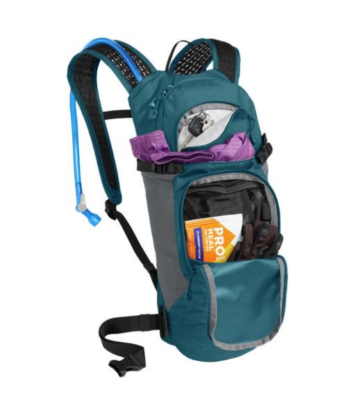 camelbak lobo 9 hydration pack in moroccan blue, view of inside