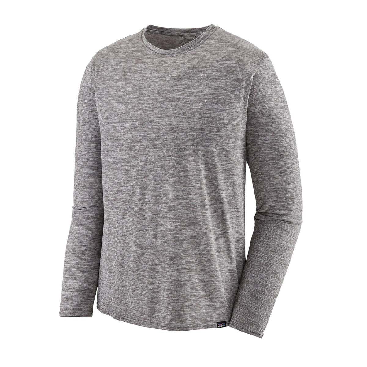 patagonia mens long sleeve capilene cool daily shirt in feather grey, front view