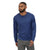 patagonia mens long sleeve capilene cool daily shirt in viking blue navy blue x dye front view on a model