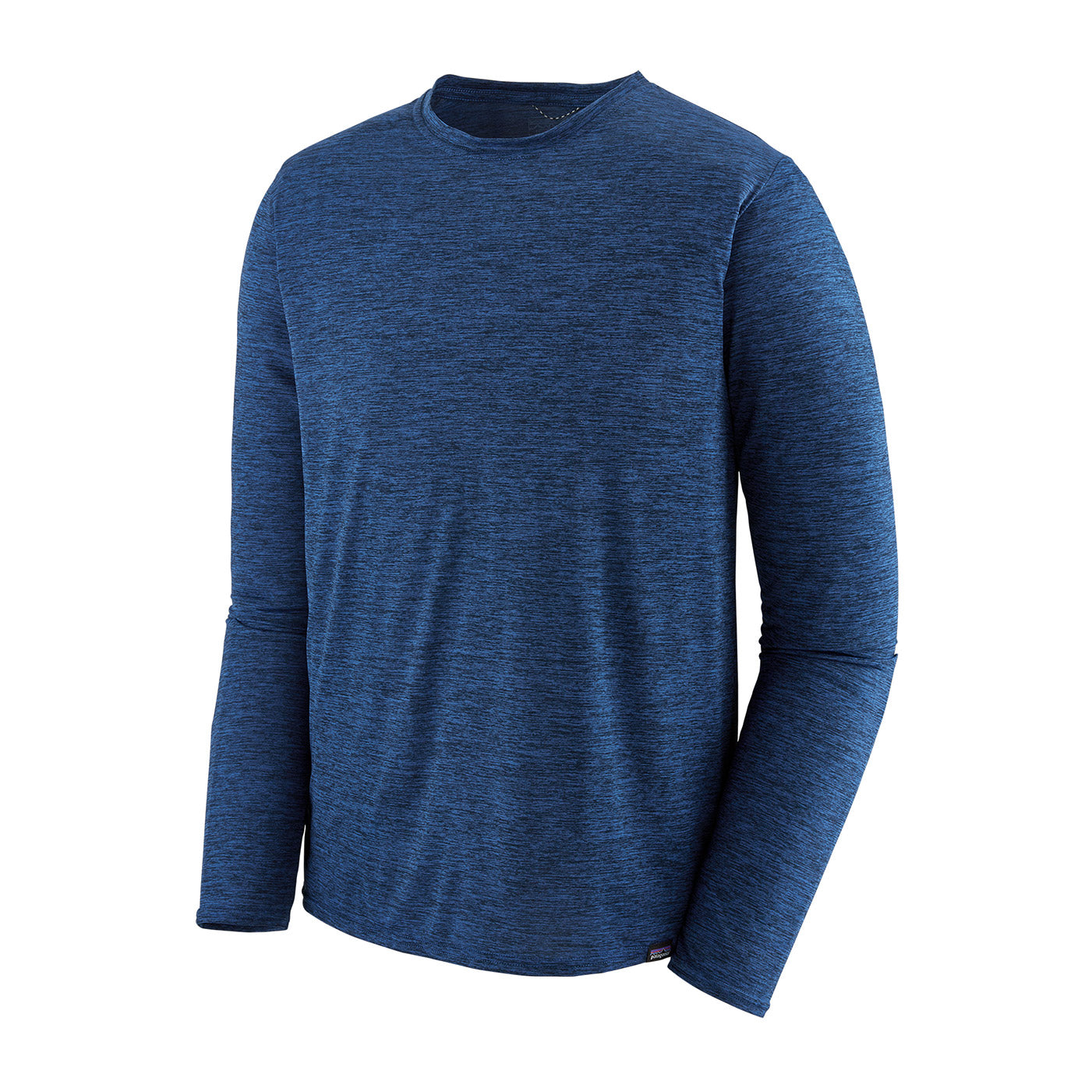 patagonia mens long sleeve capilene cool daily shirt in viking blue navy blue x dye front view