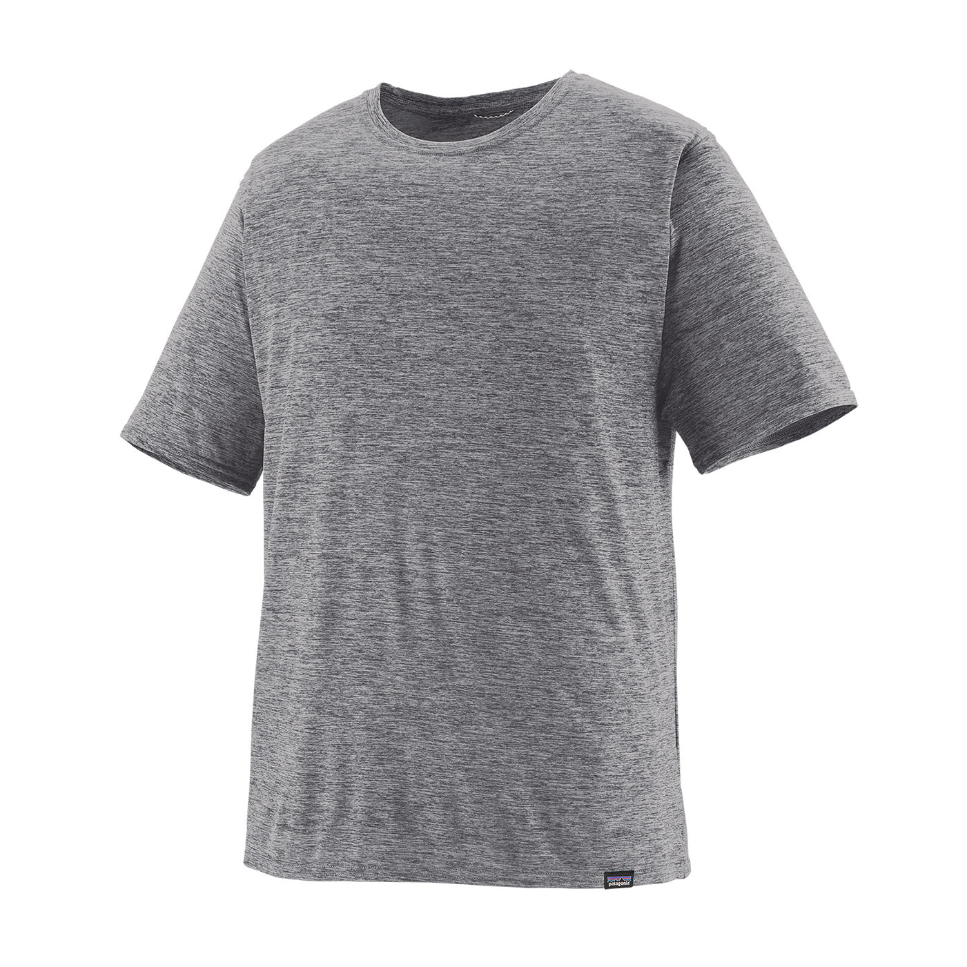 patagonia mens short sleeve capilene cool daily shirt in feather grey, front view
