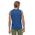 patagonia mens capilene cool daily tank in viking blue - navy blue x dye, rear view on a model