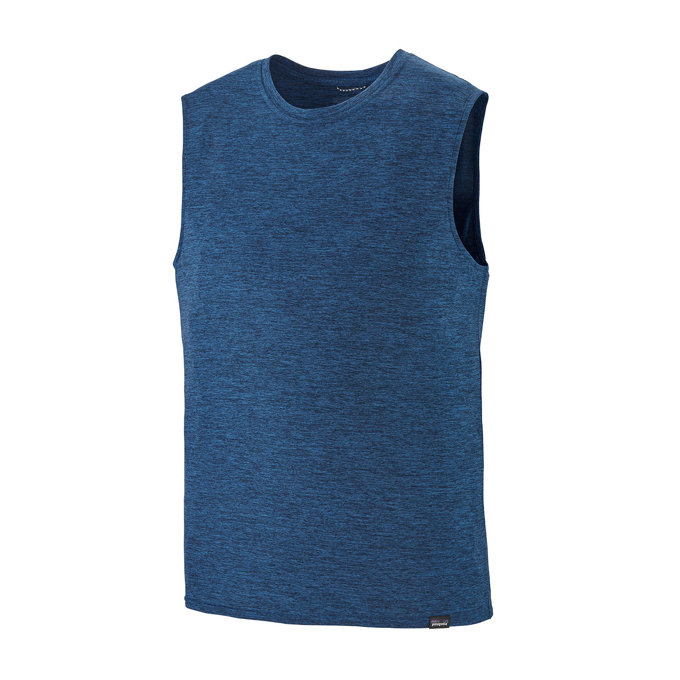 patagonia mens capilene cool daily tank in viking blue - navy blue x dye, front view