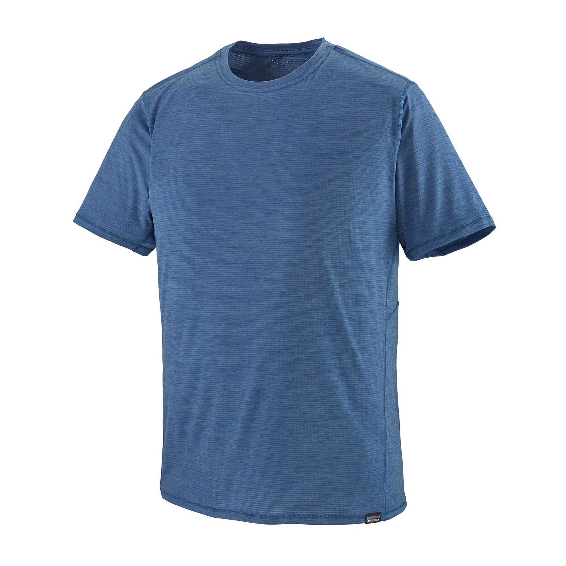 patagonia mens short sleeve capilene cool lightweight shirt in superior blue light superior blue x dye, front view