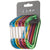 six colors of the photon wire carabiner hang from a cardboard displayh