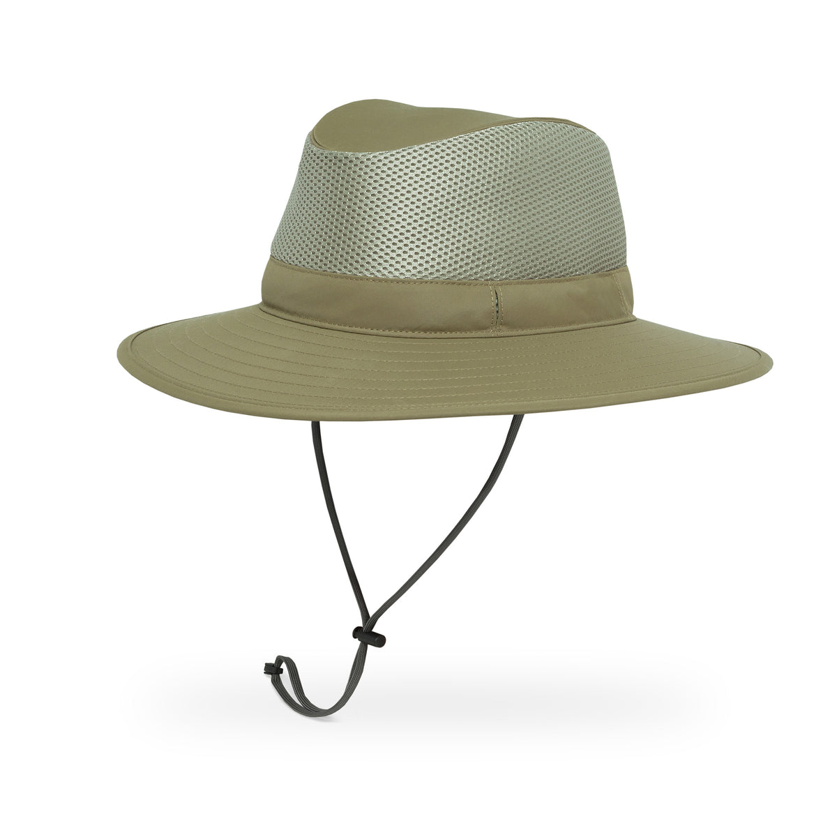 a photo of the sunday afternoon charter breeze hat in dark khaki, from the side