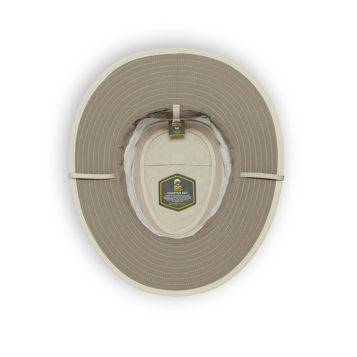 a photo of a sunday afternoon charter hat in cream, view from underneath