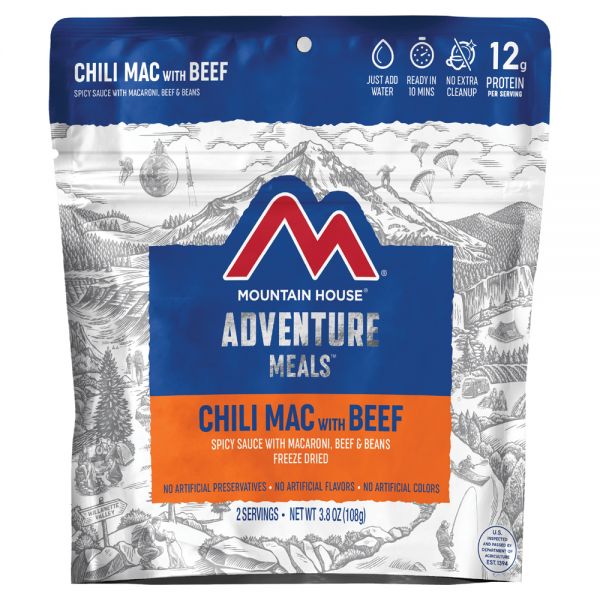 a packet of freeze dried chili mac