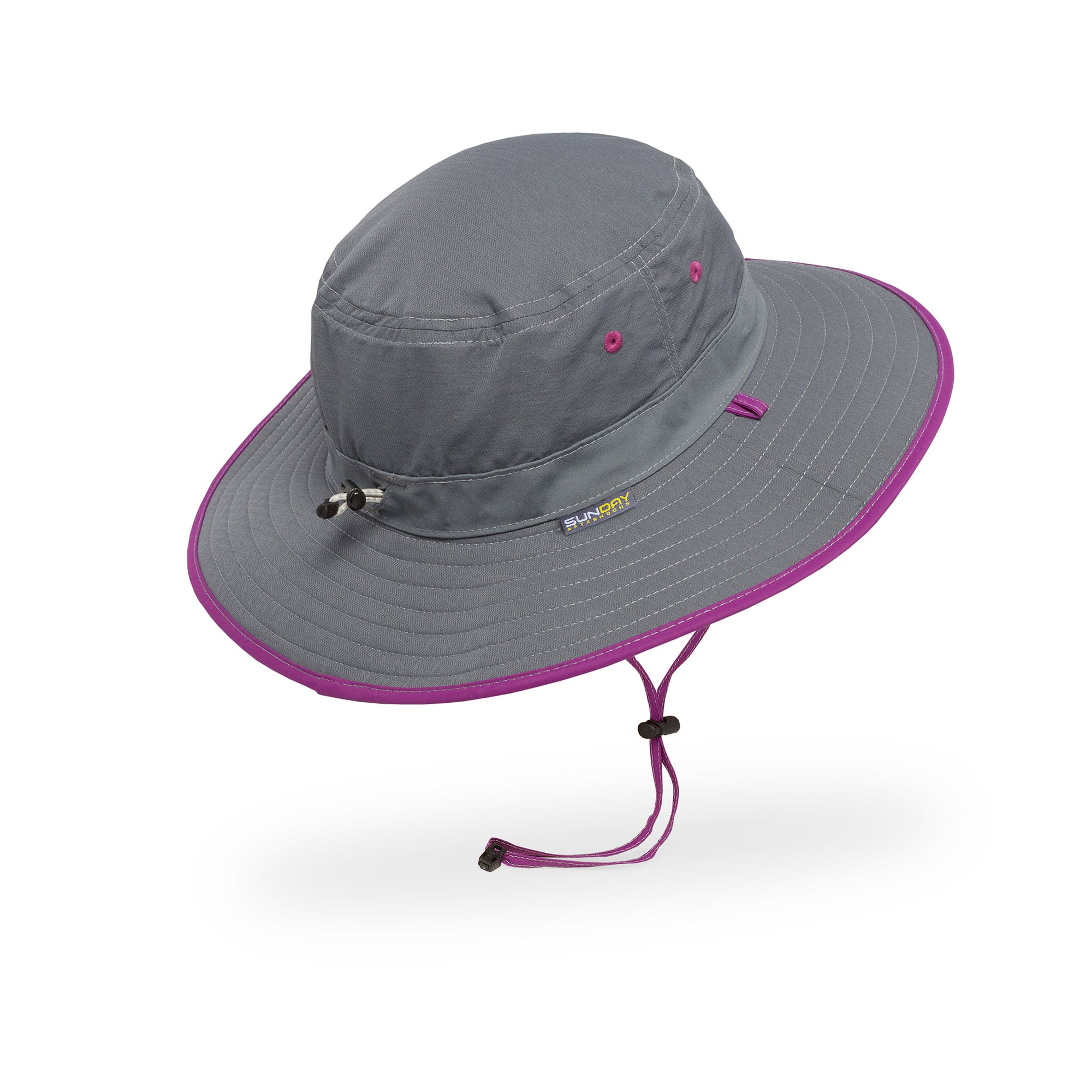 a photo of a sunday afternoon womens clear creek boonie hat in cinder/wild orchid, view from above