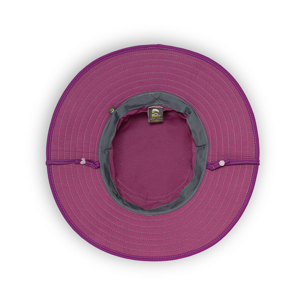 a photo of a sunday afternoon womens clear creek boonie hat in cinder/wild orchid, view from below