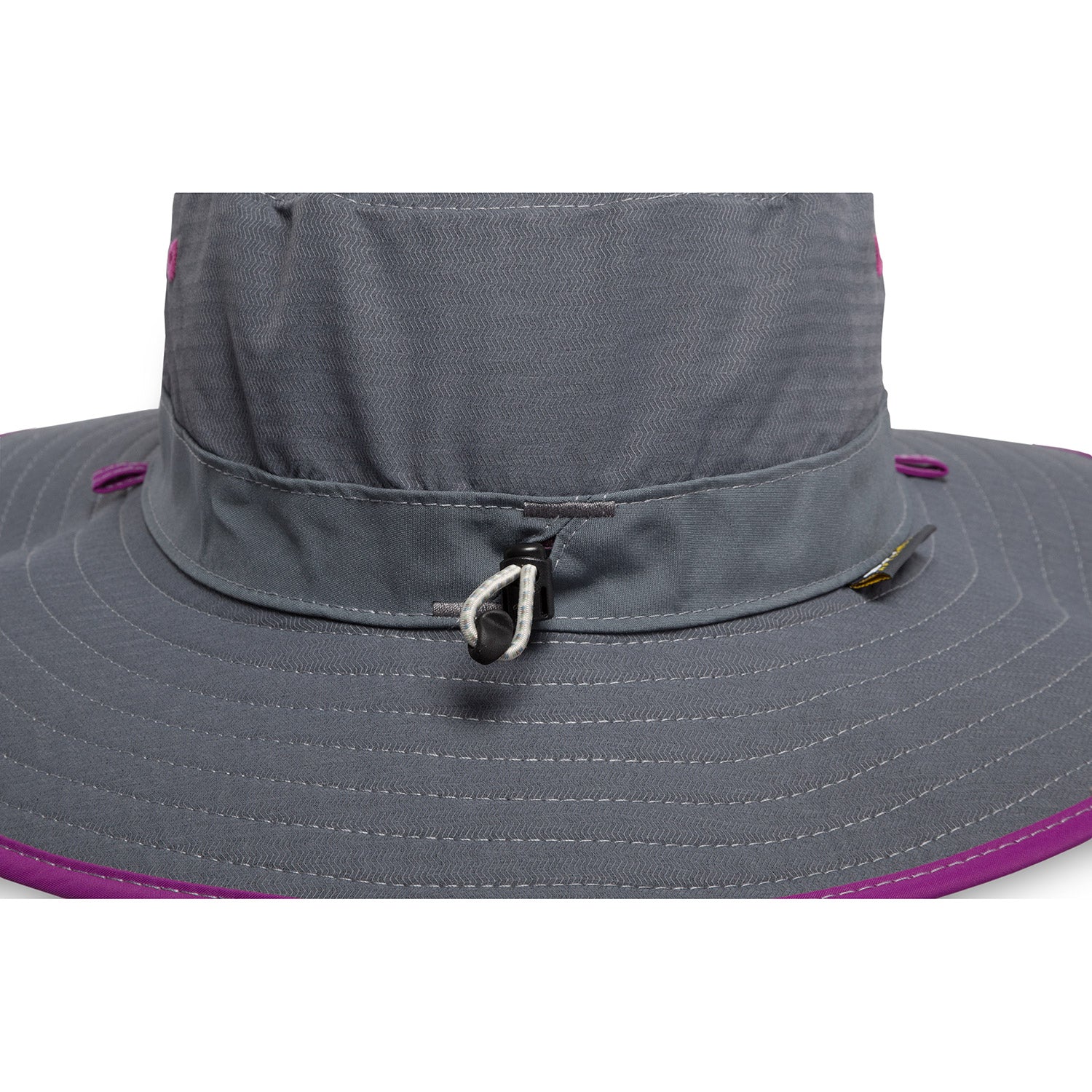 a photo of a sunday afternoon womens clear creek boonie hat in cinder/wild orchid, view from behind