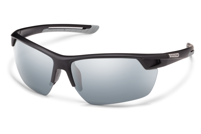 suncloud contender sunglasses in black with silver lenses