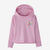 a photo  of the patagonia capilene silkweight hoody for babies in the color lollipop petals: dragon purple, front view