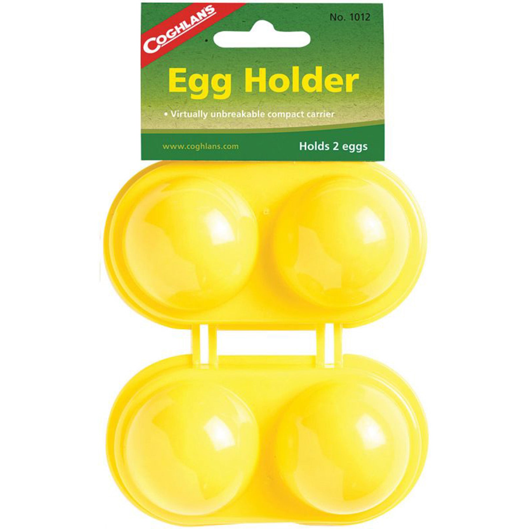 yellow plastic 2-egg carrier for hardboiled and fresh eggs, to protec your eggs from harm