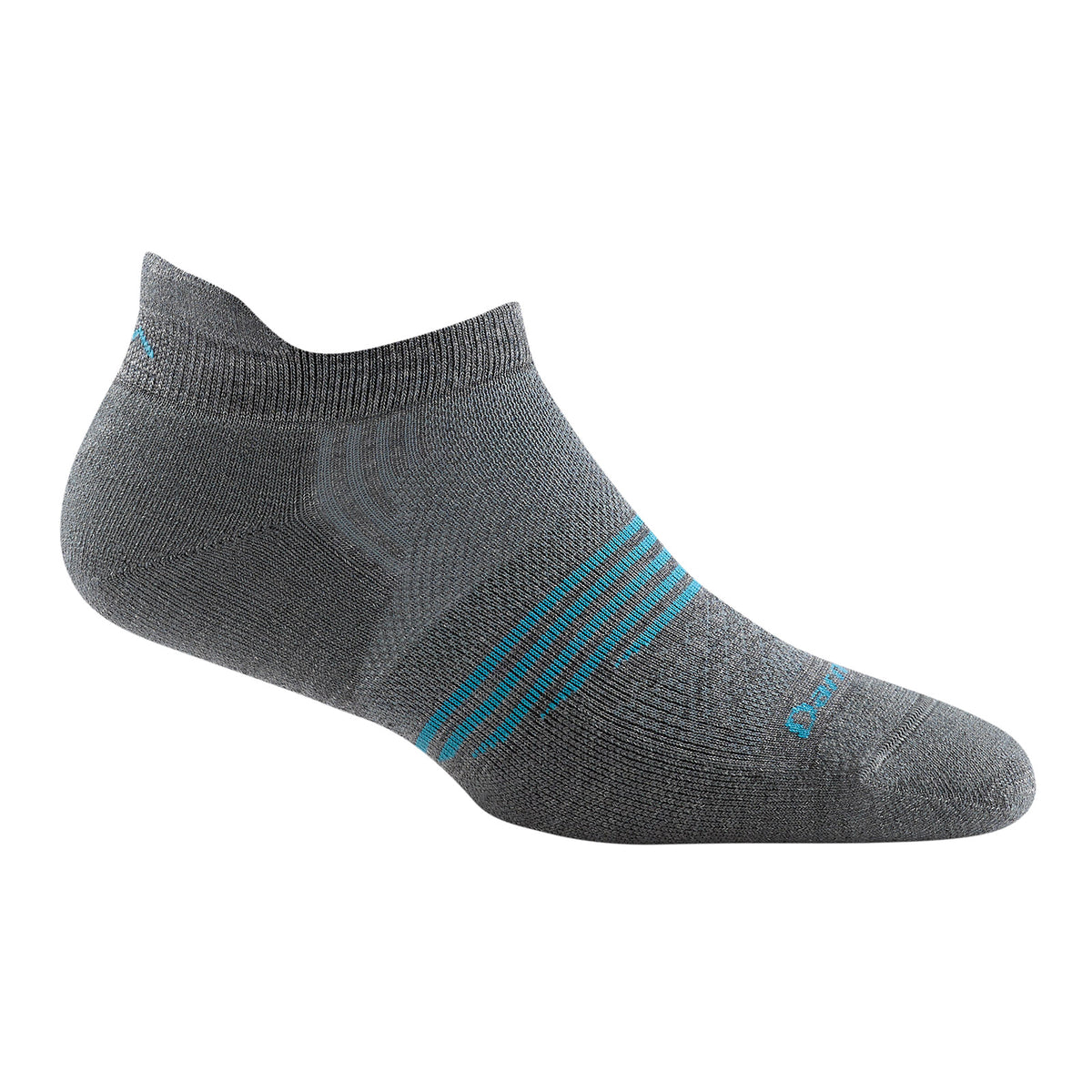 sideview of element no show light cushion women&#39;s sock in grey with blue stripes 