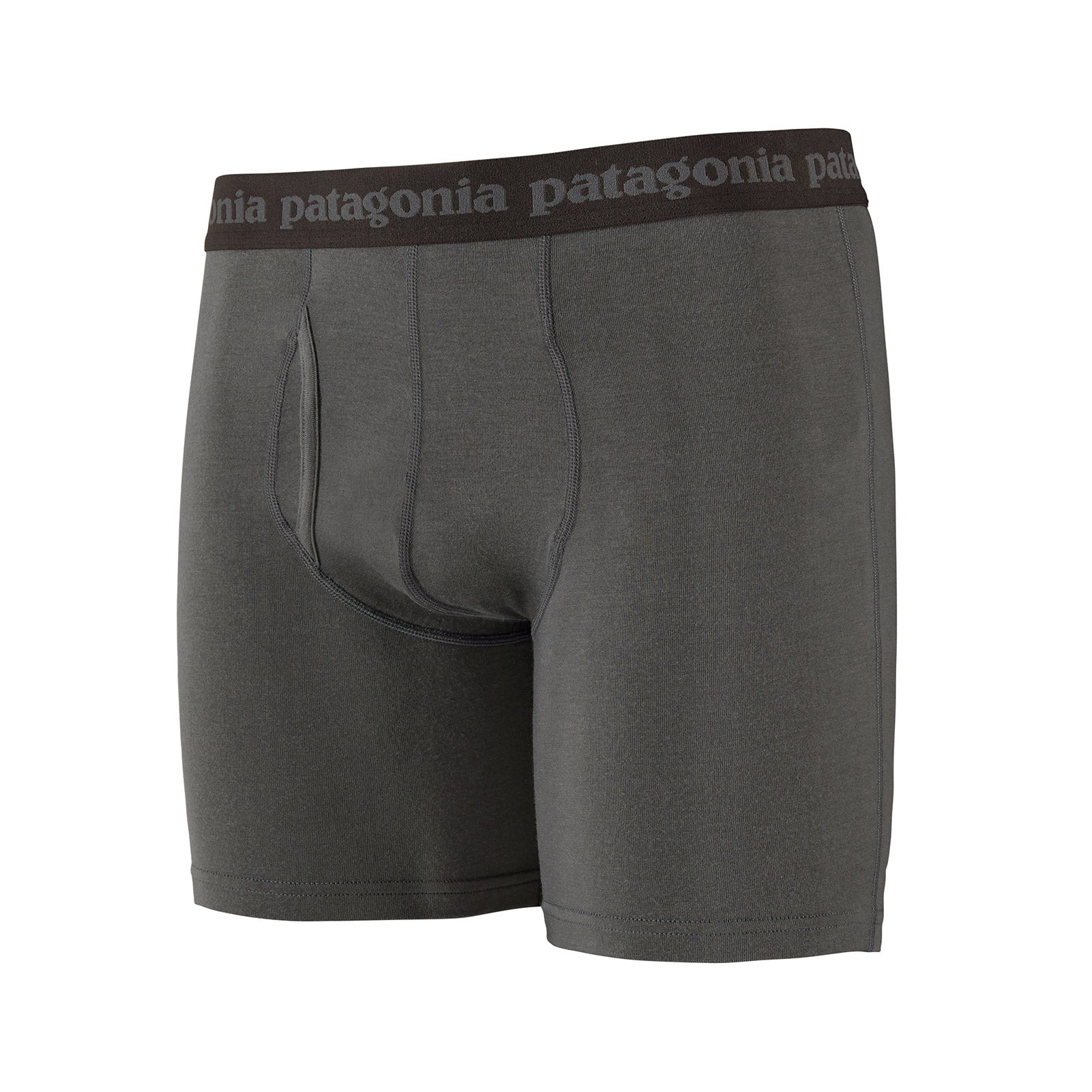 patagonia essential boxer brief 6" in forge grey, front view