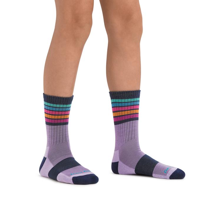 front view lavender socks on legs