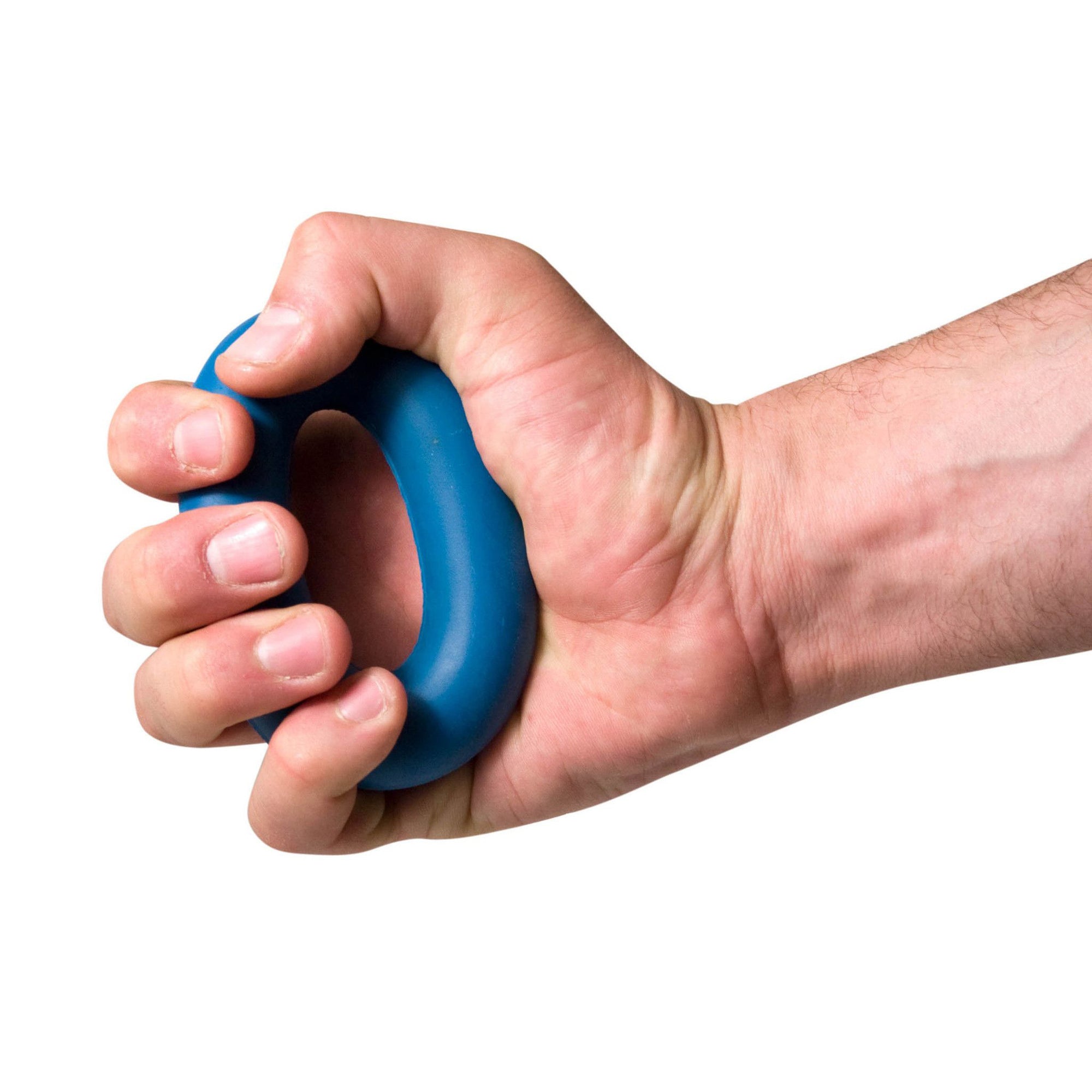 forearm trainer in action, being forcefully squeezed by a forearm