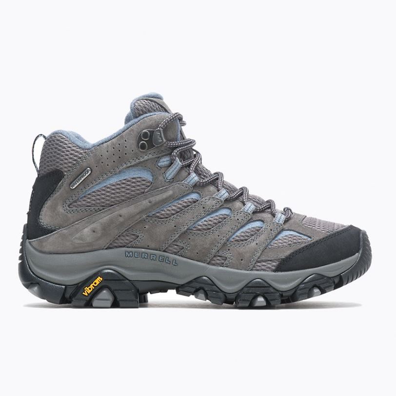 merrell moab 3 womens mid waterproof in color granite, side view
