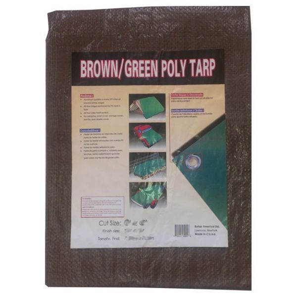 a brown/green poly tarp in packaging