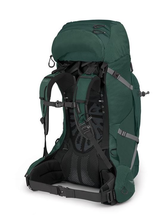 osprey aether plus 70 in green, back view