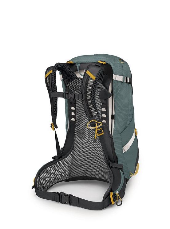 osprey sirrus 34 backpack in succulent green, back view
