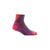 sideview of 1/4 length womens sock in purple and pink with pink stripe