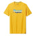 a photo of the smartwool mens mountain horizon graphic short sleeve tee in the color honey gold, front view
