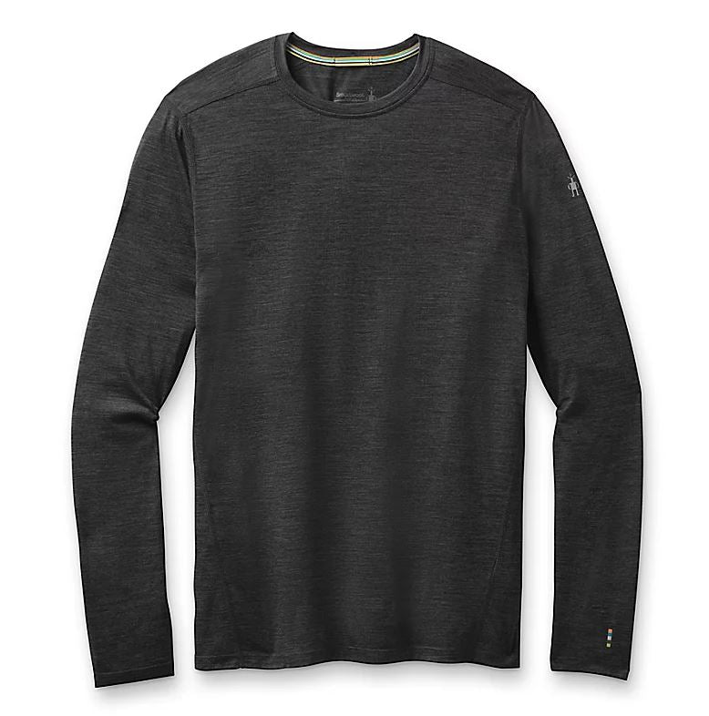 a photo of the men's smartwool classic all season merione base layer long sleeve in the color iron heather, front view